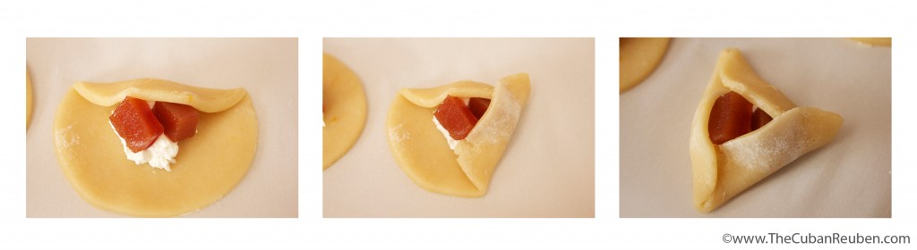 The three-step folding of a hamantaschen