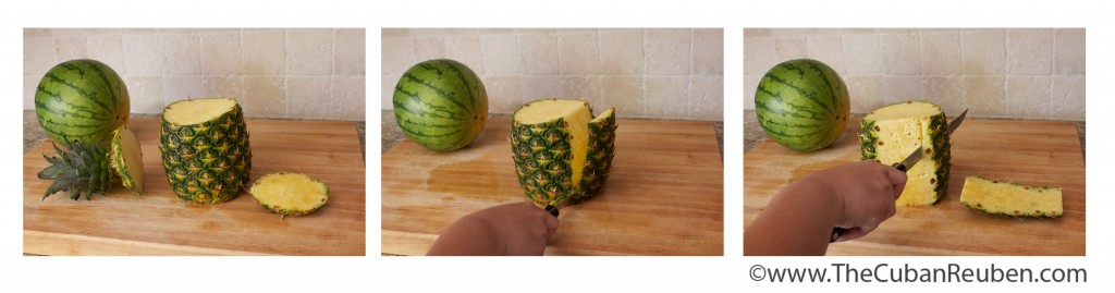 Cutting Pineapple. step 2