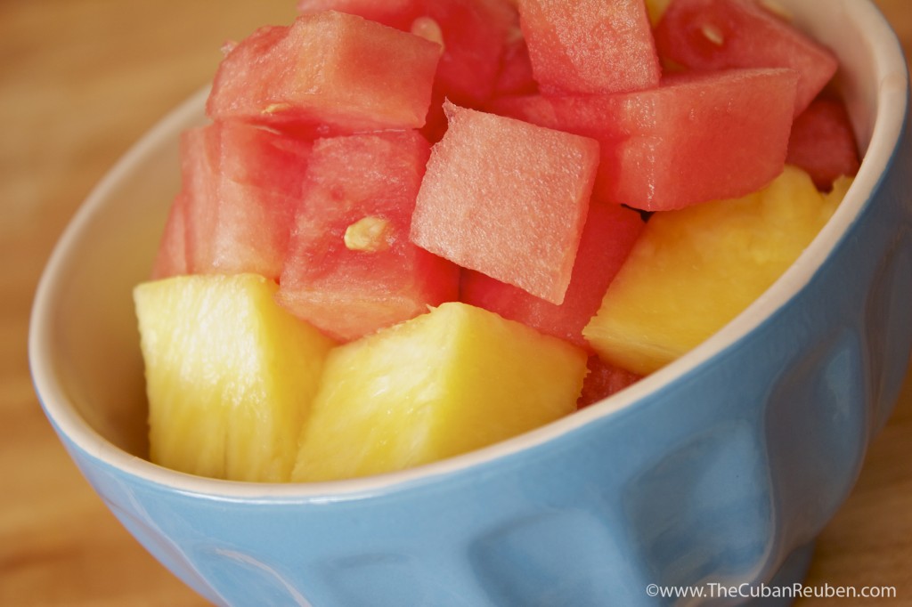 cut pineapple and watermelon