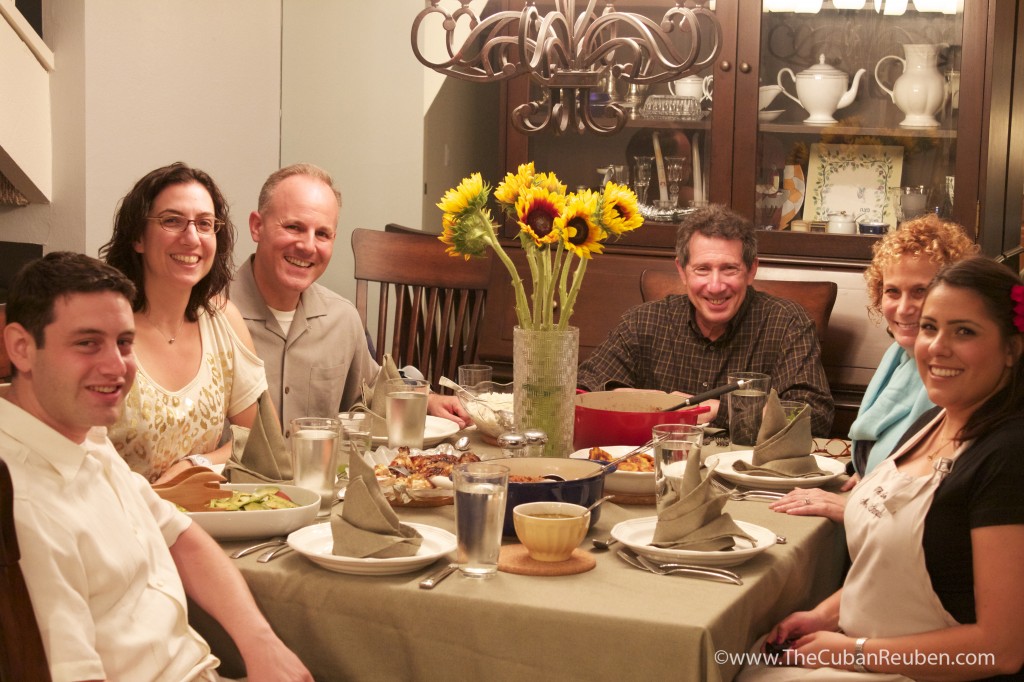 Happy dinner guests