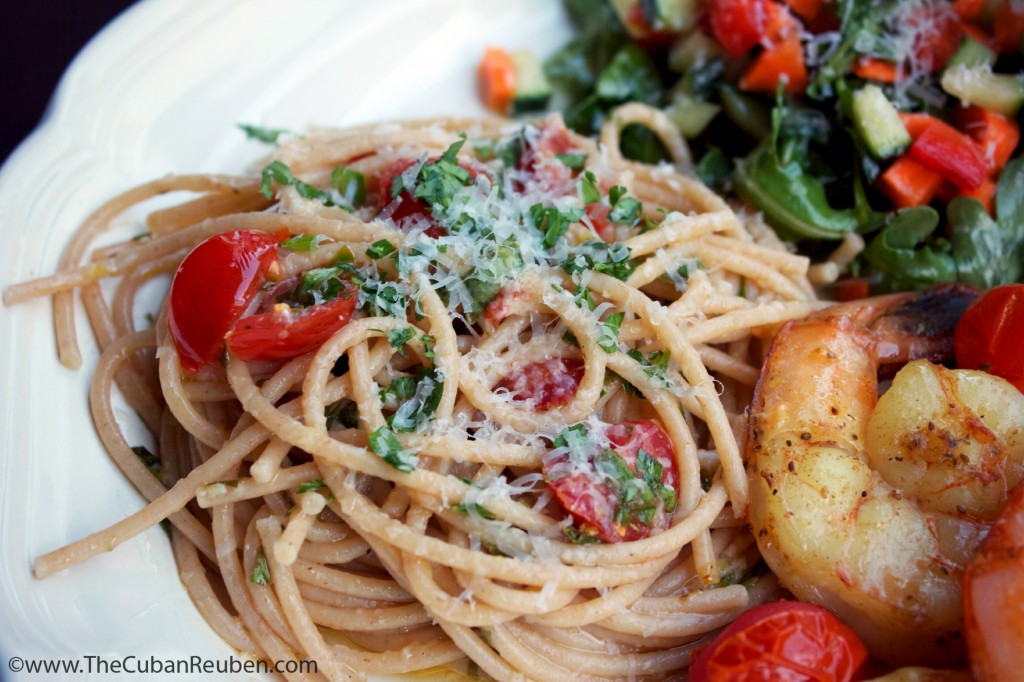 Spaghetti with Salsa Cruda .TheCubanReuben.com