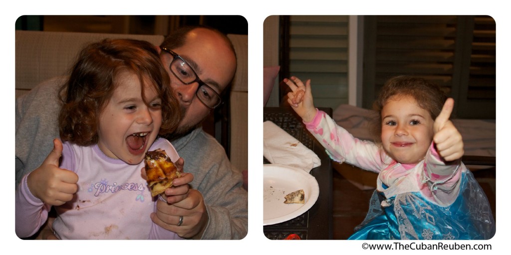 Even the kids were in on the action. These two gave the chocolate croissant pizza two thumbs up!